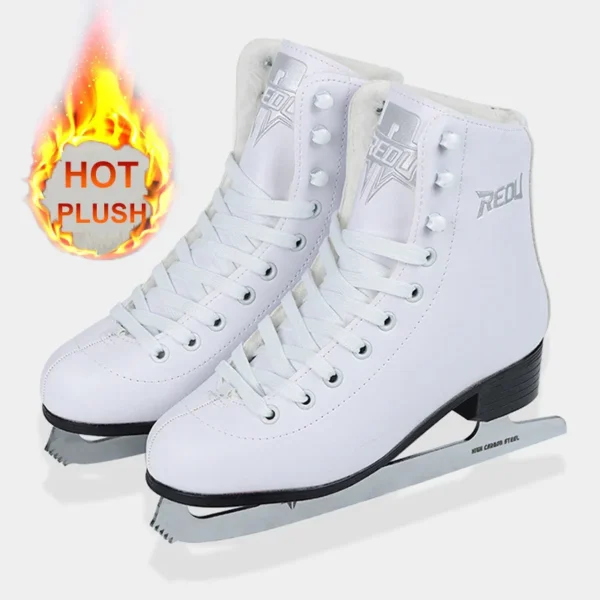Professional Ice Figure Skates Shoes Thermal Patins Warm Thicken Skating Sneakers with Blade for Kids and Adults Teenagers